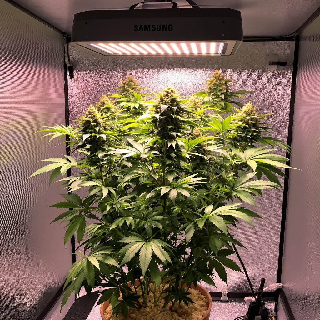 Kandahar 81% Indica / 19% Sativa — Blüte mit sichtbaren Trichomen