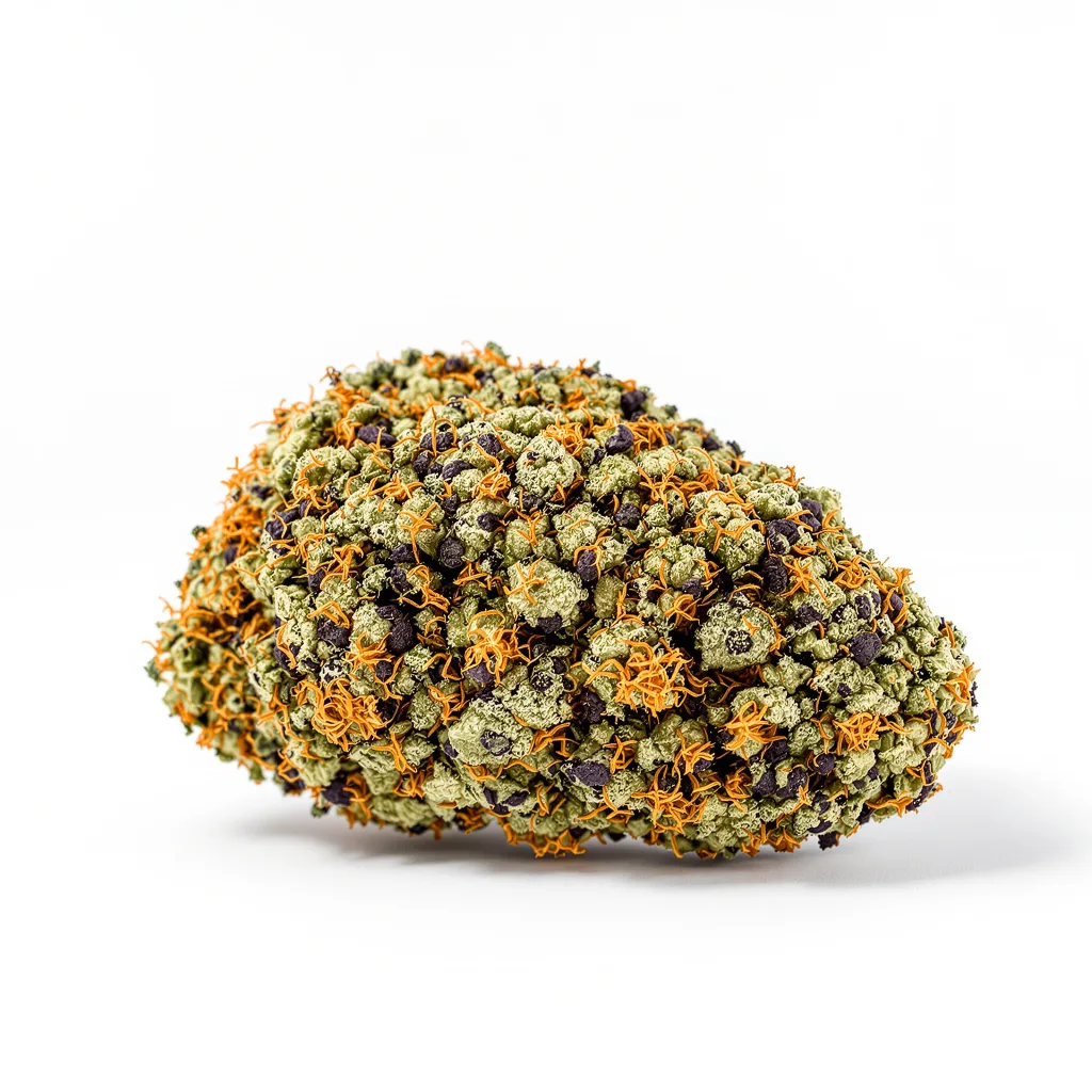 Khalifa Kush 75% Indica / 25% Sativa — Blüte mit sichtbaren Trichomen
