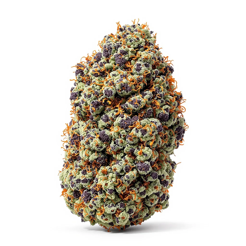 Killer 84% Indica / 16% Sativa — Blüte mit sichtbaren Trichomen