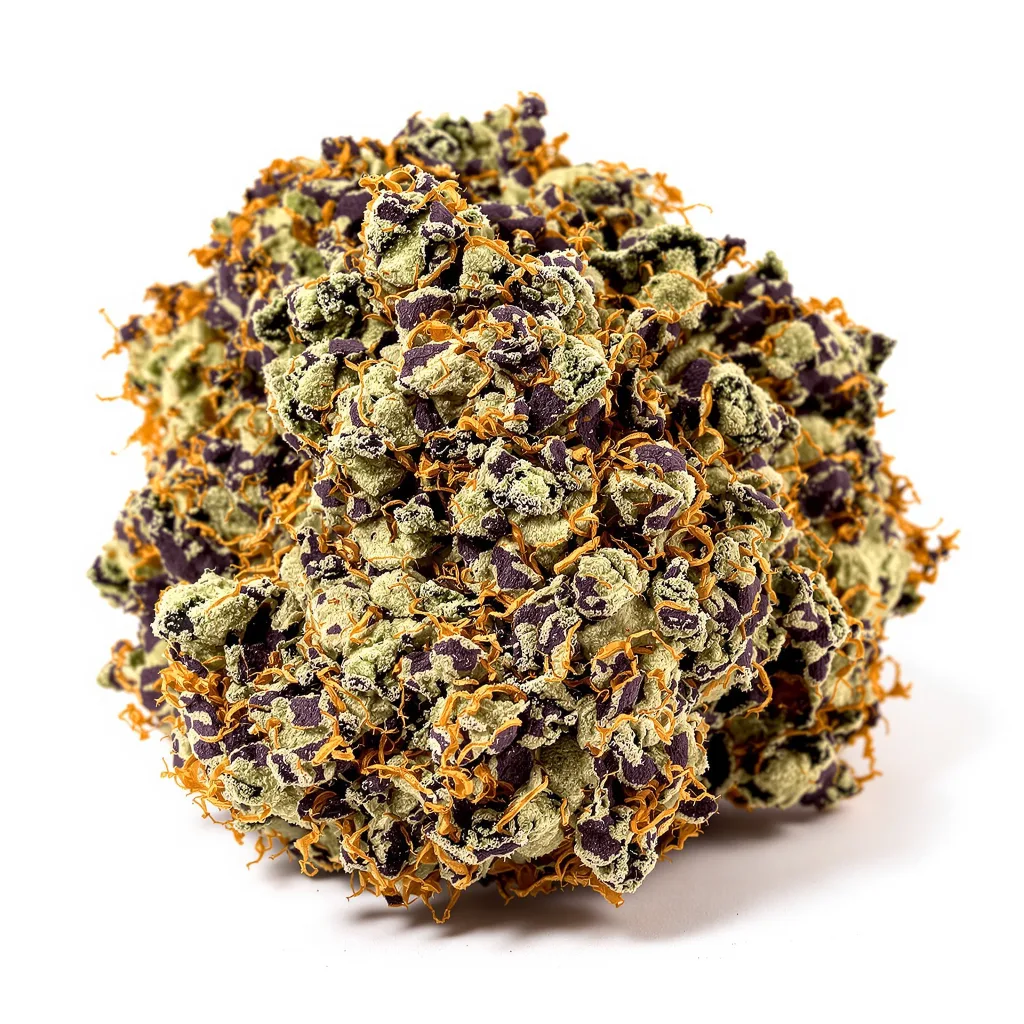 King Kong 80% Indica / 20% Sativa — Blüte mit sichtbaren Trichomen