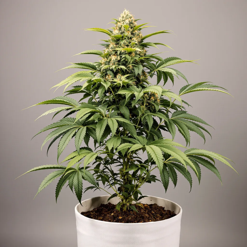 King Louis XIII Cannabisblüte Nahaufnahme mit dichte violett getönte Kelche