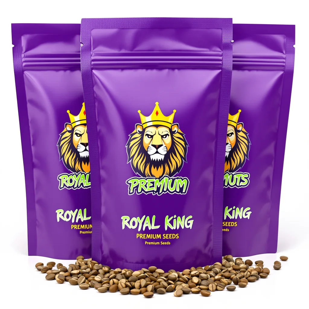 King Louis XIII 70% Indica / 30% Sativa — Blüte mit sichtbaren Trichomen