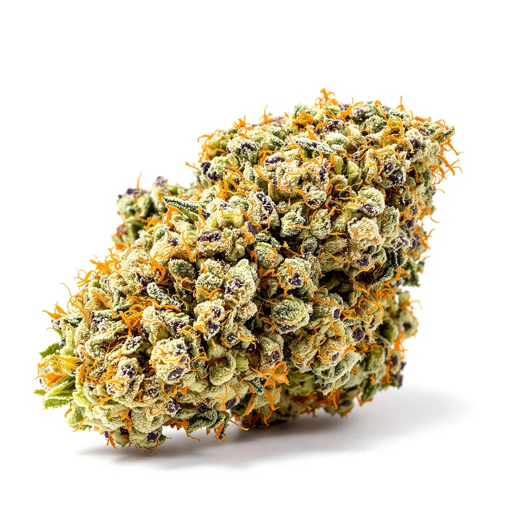 Kosher Tangie 60% Indica / 40% Sativa — Blüte mit sichtbaren Trichomen