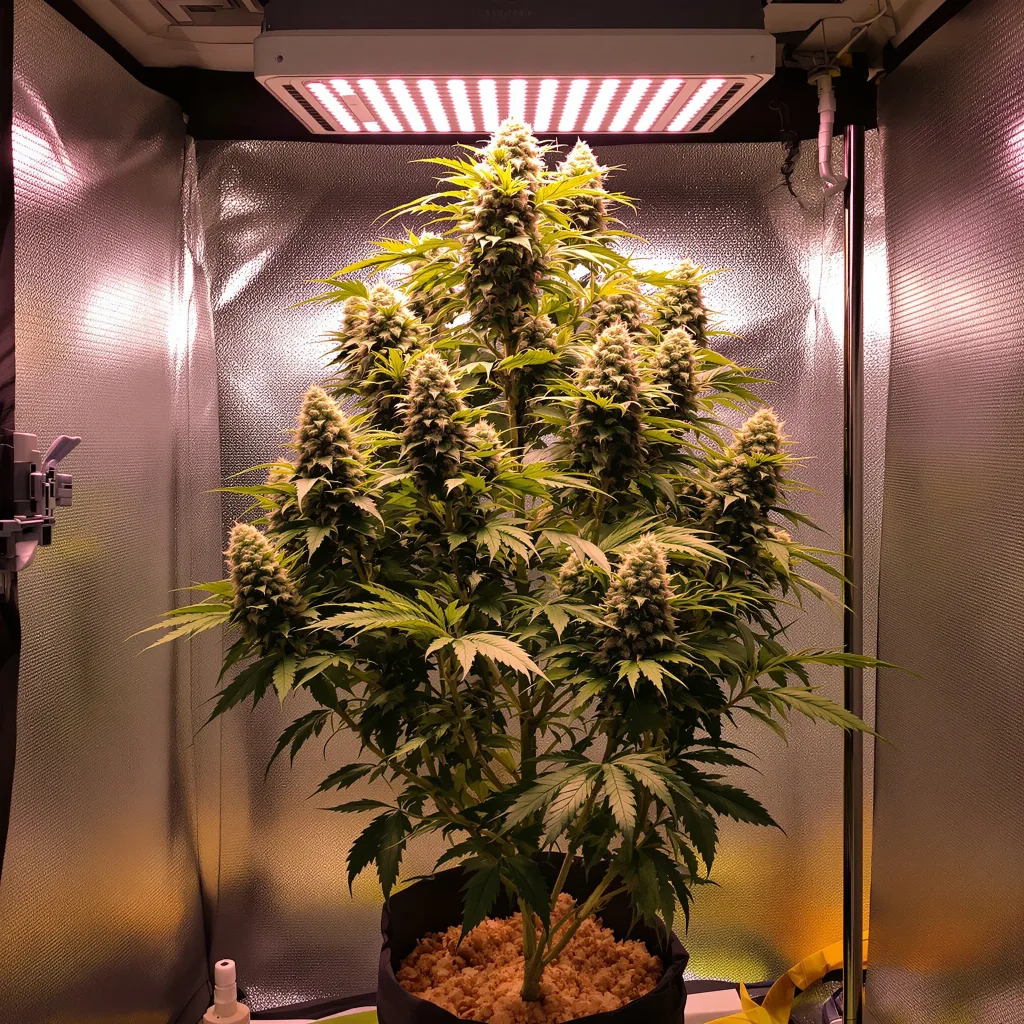 Kraken 44% Indica / 56% Sativa — Blüte mit sichtbaren Trichomen