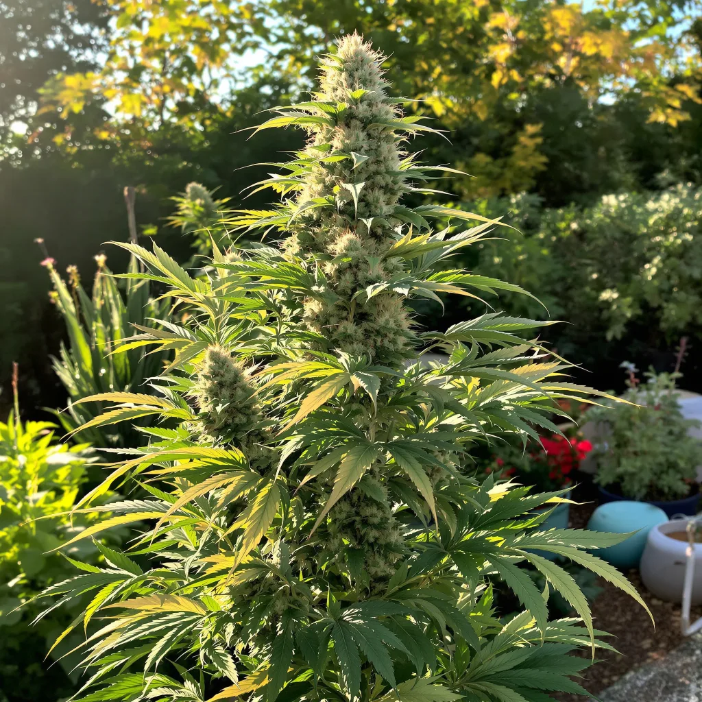 Kraken 44% Indica / 56% Sativa — Blüte mit sichtbaren Trichomen