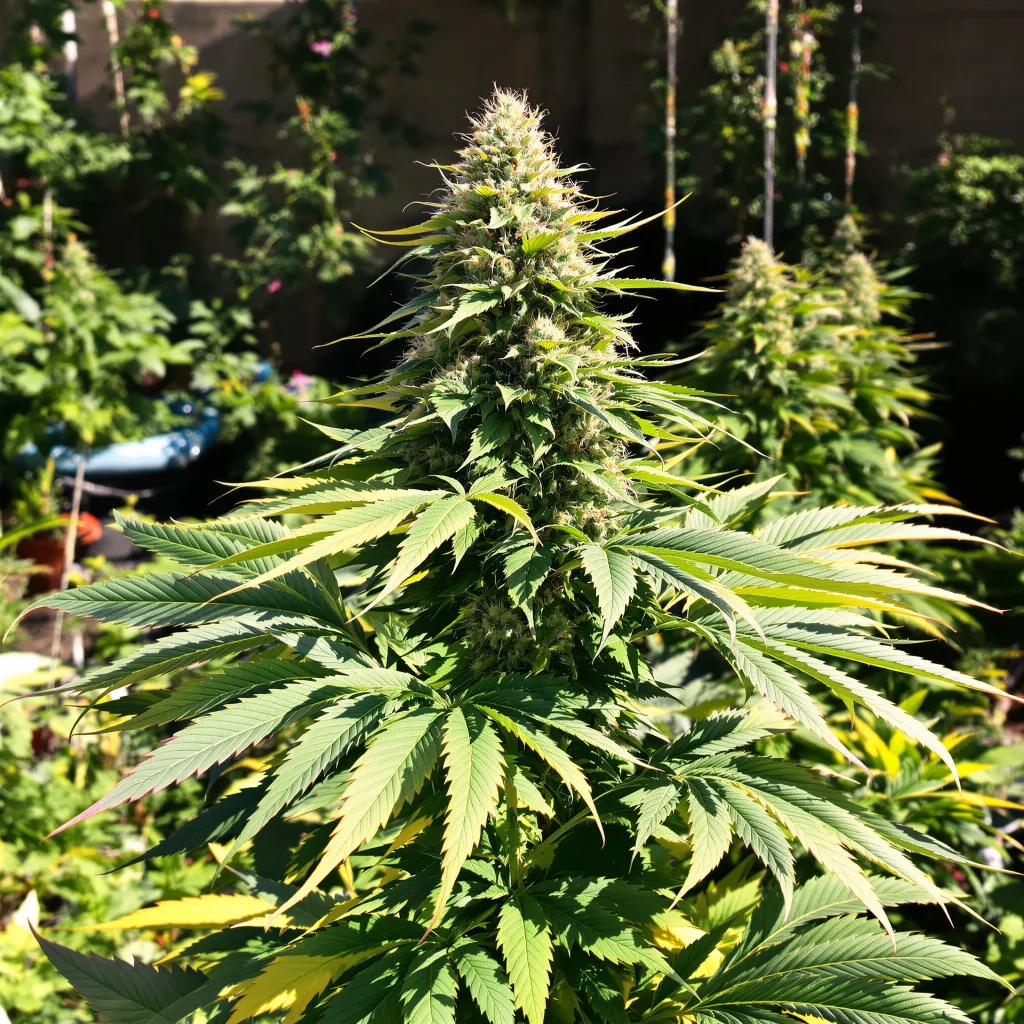 Krishna Kush 80% Indica / 20% Sativa — Blüte mit sichtbaren Trichomen
