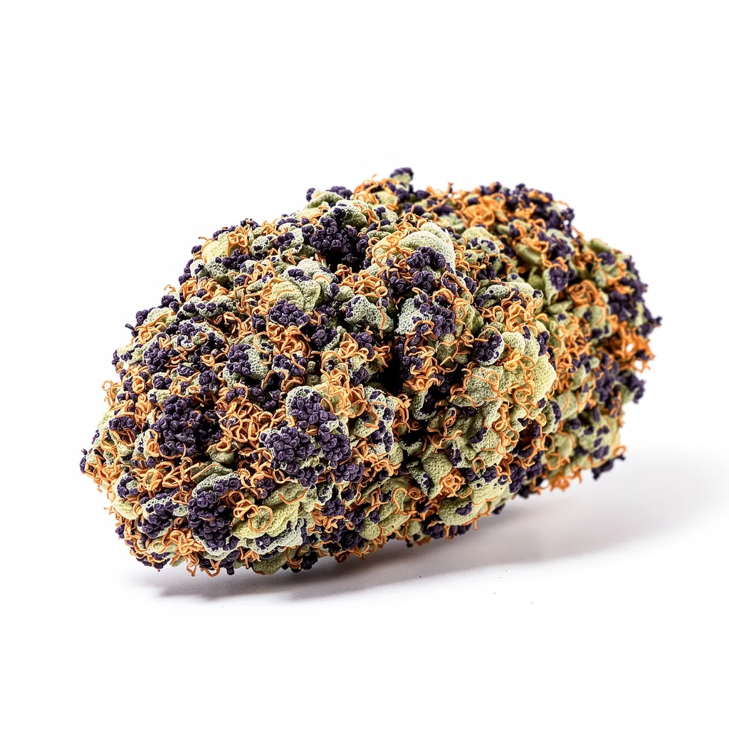 Kryptonite 70% Indica / 20% Sativa — Blüte mit sichtbaren Trichomen
