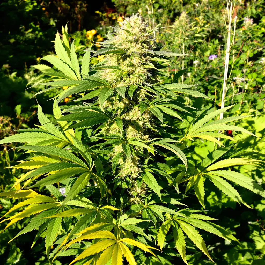 Kush XL 68% Indica / 32% Sativa — Blüte mit sichtbaren Trichomen