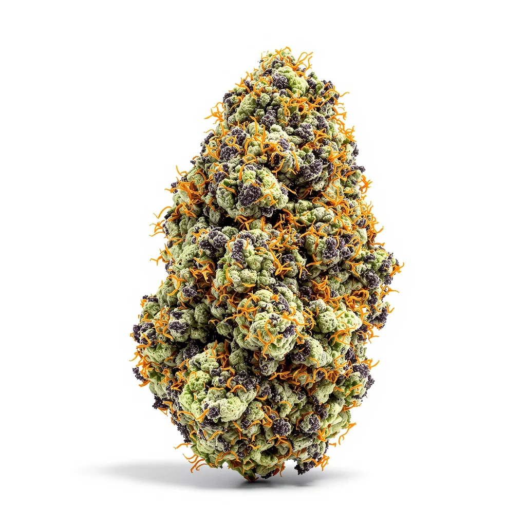 Kush XL 68% Indica / 32% Sativa — Blüte mit sichtbaren Trichomen