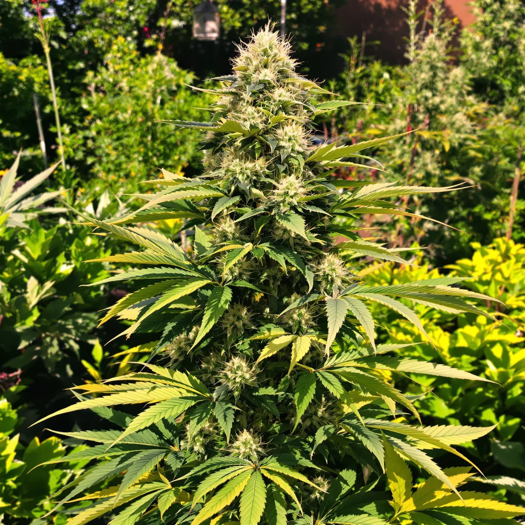 LA Confidential 50% Indica / 50% Sativa — Blüte mit sichtbaren Trichomen