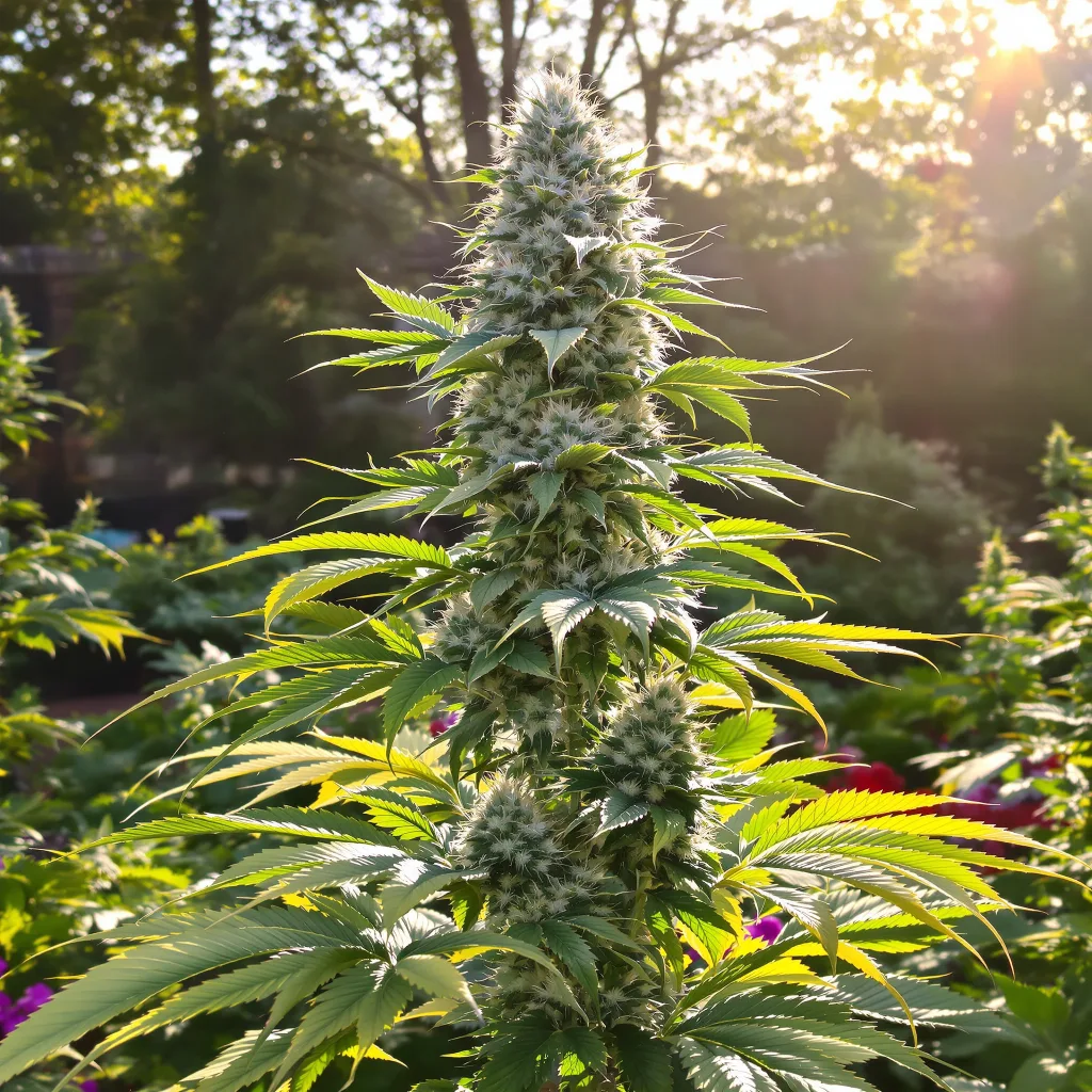 LA Woman 40% Indica / 50% Sativa — Blüte mit sichtbaren Trichomen
