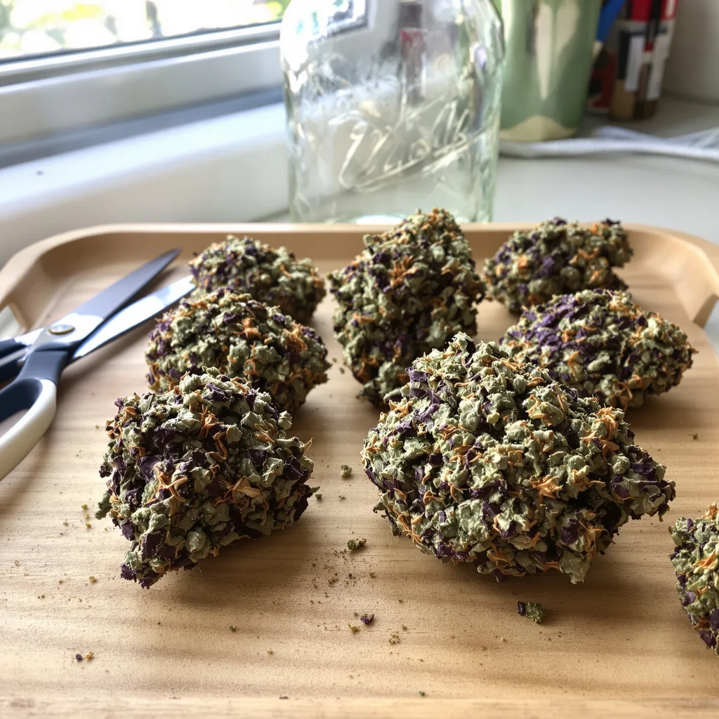 Ladyburn 1974 83% Indica / 17% Sativa — Blüte mit sichtbaren Trichomen