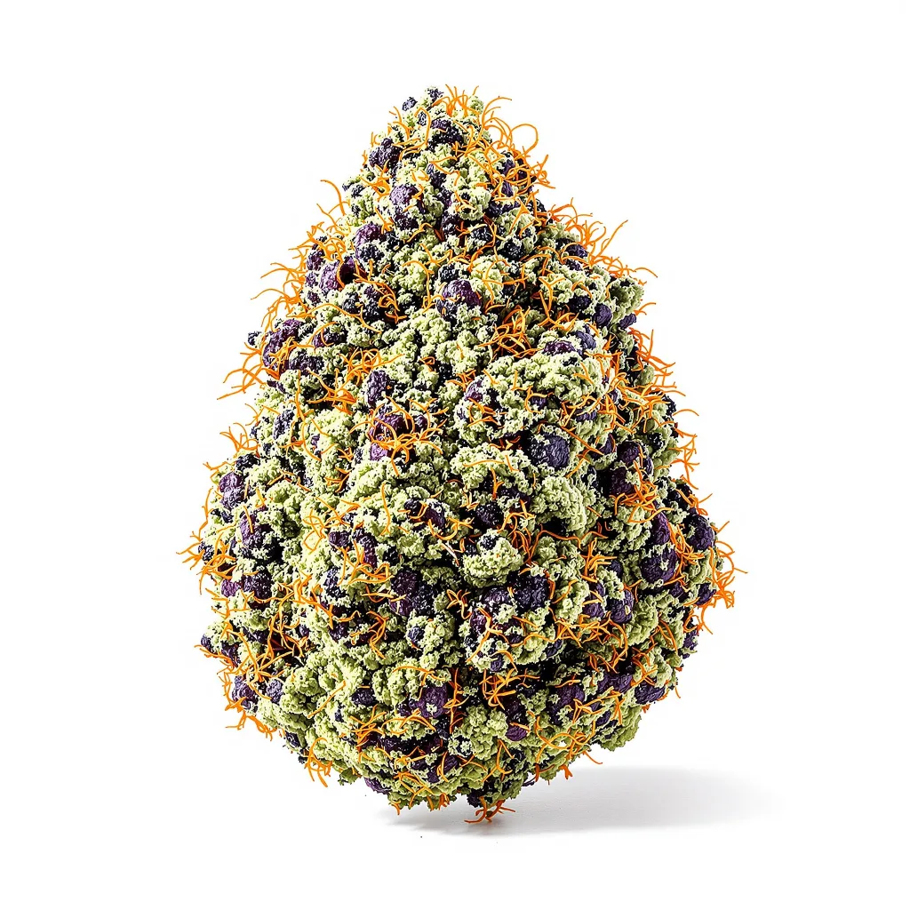 Ladyburn 1974 83% Indica / 17% Sativa — Blüte mit sichtbaren Trichomen