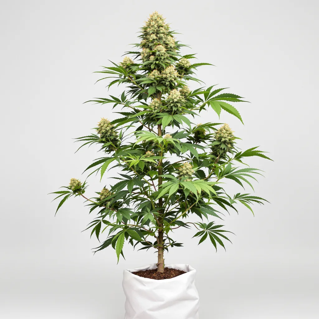 Lamborghini Cannabisblüte Nahaufnahme mit ausgewogene Blütenstruktur mit eisigen Trichomen