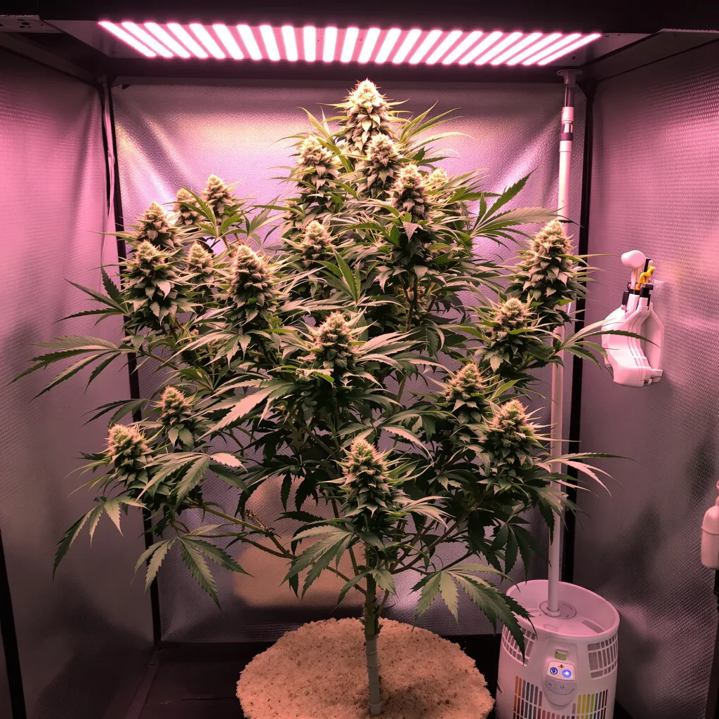 Lamborghini 48% Indica / 52% Sativa — Blüte mit sichtbaren Trichomen