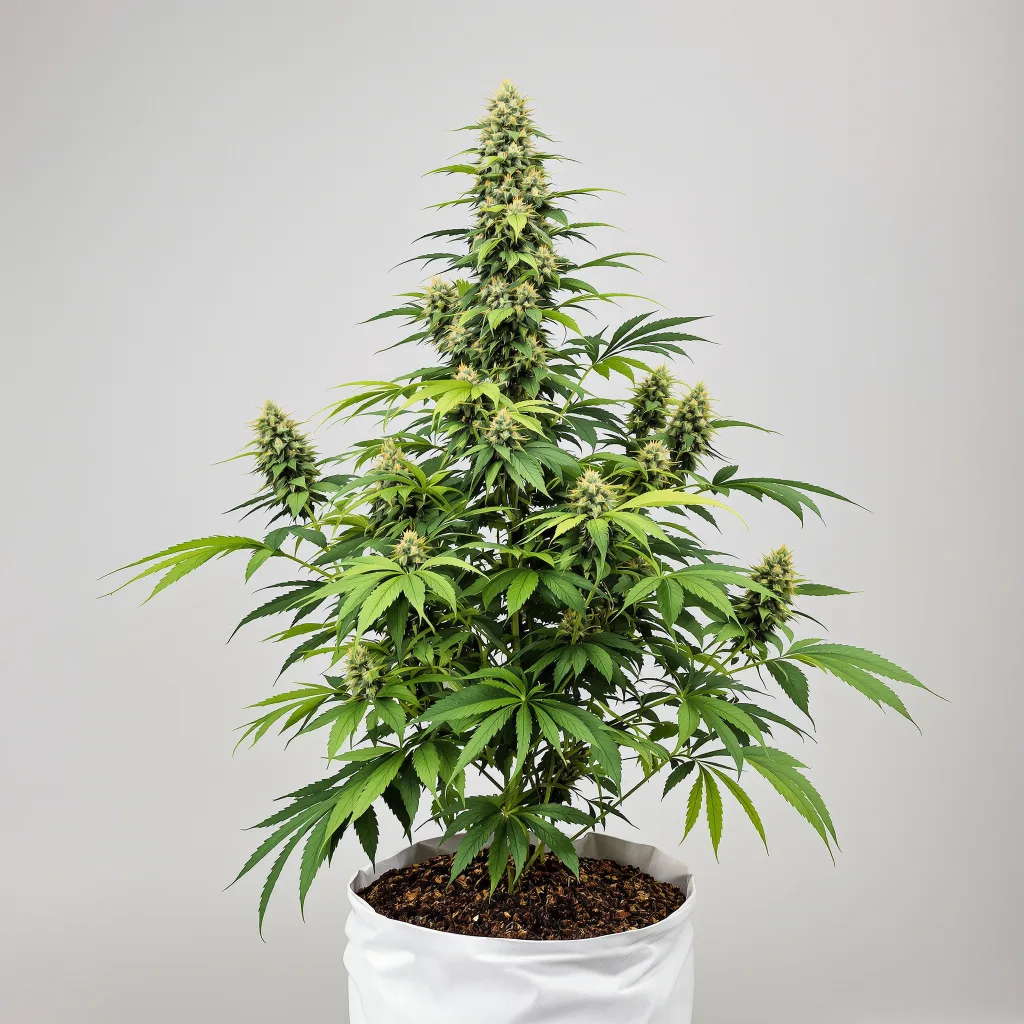 Le Silver Royale Cannabisblüte Nahaufnahme mit ausgewogene Blütenstruktur mit eisigen Trichomen