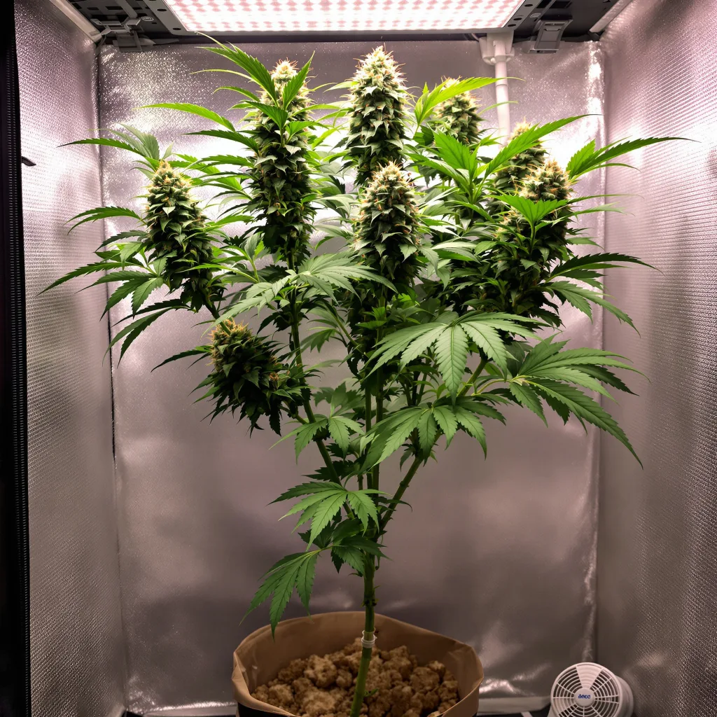 Le Silver Royale 54% Indica / 46% Sativa — Blüte mit sichtbaren Trichomen