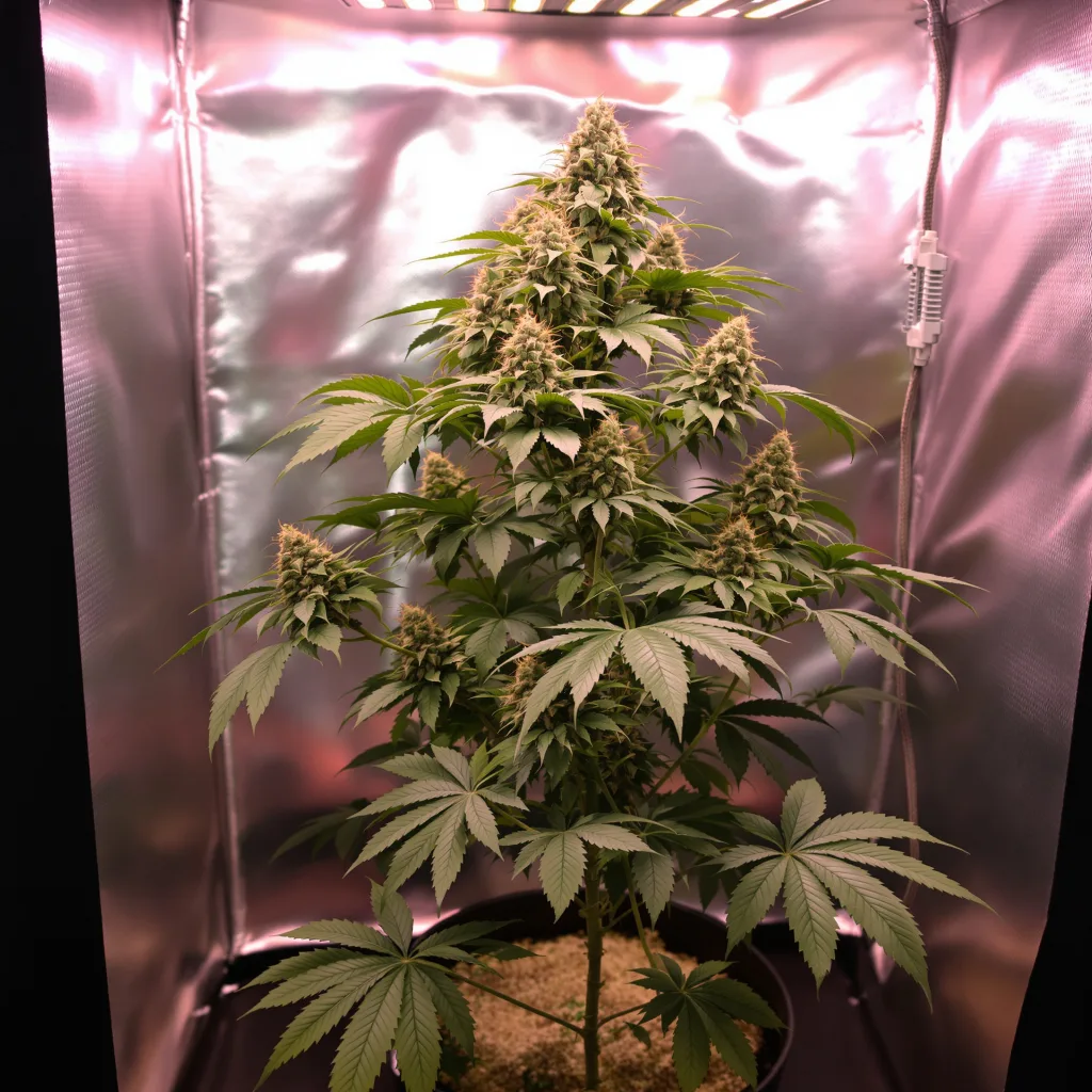Lemon Crush 74% Indica / 26% Sativa — Blüte mit sichtbaren Trichomen