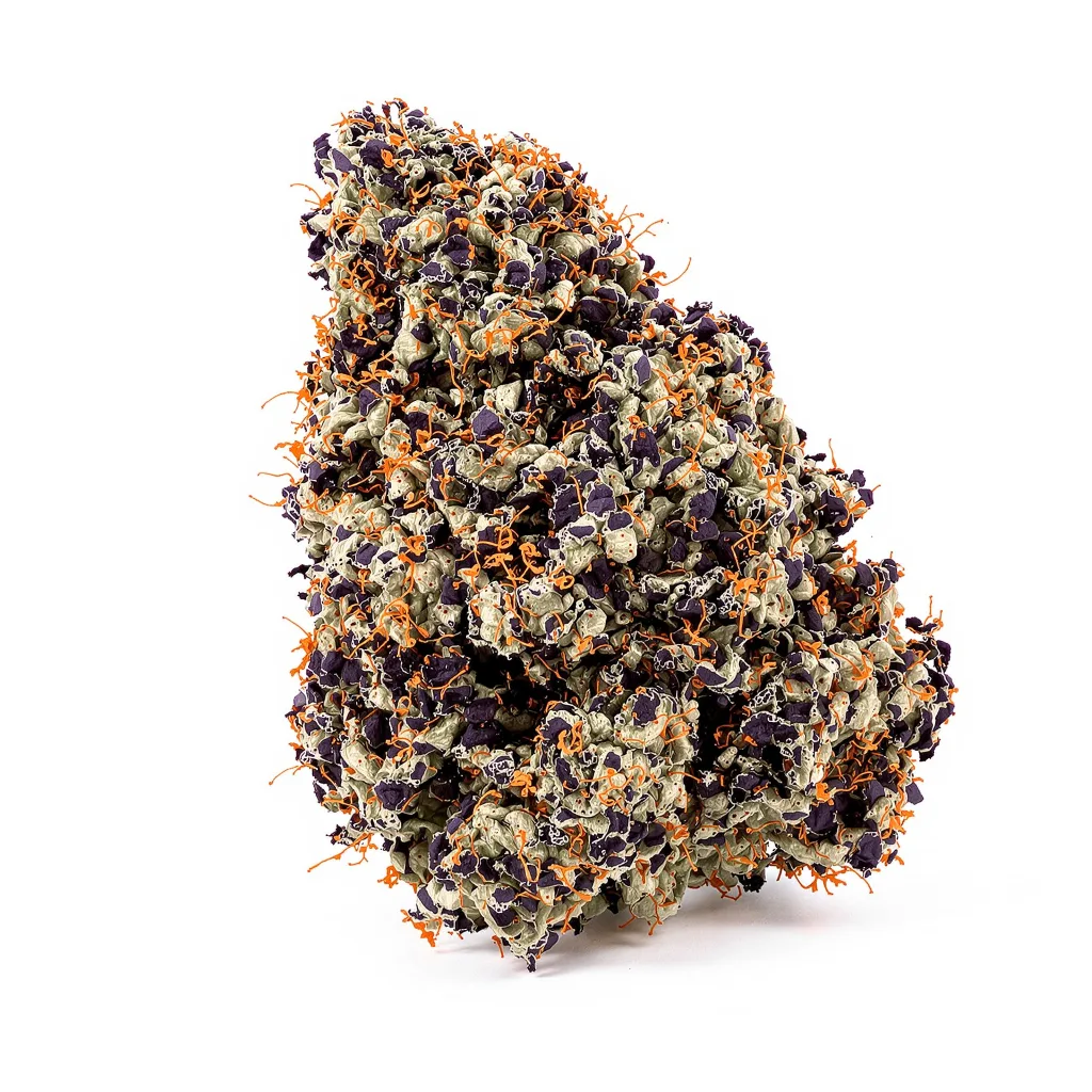 Lemon Daddy 68% Indica / 32% Sativa — Blüte mit sichtbaren Trichomen
