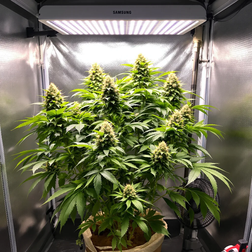 Lemon Drizzle 67% Indica / 33% Sativa — Blüte mit sichtbaren Trichomen