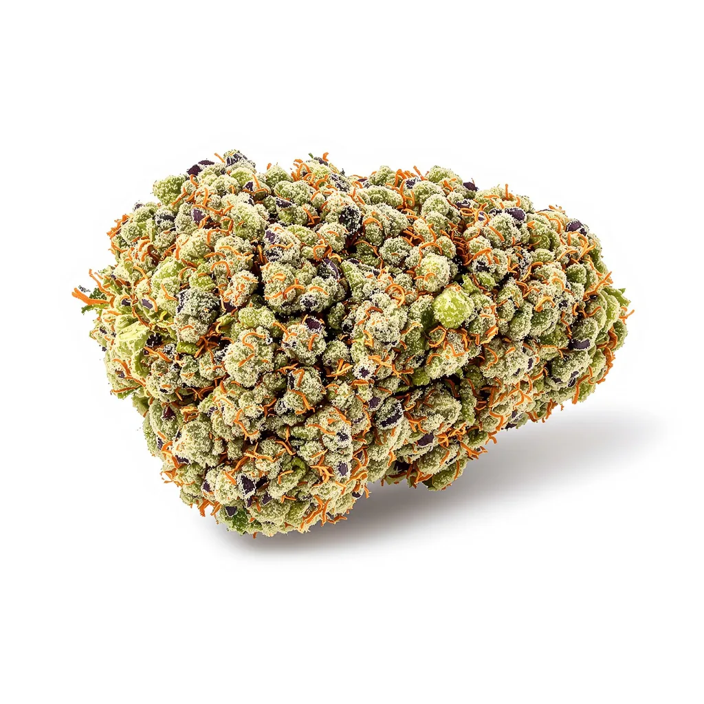 Lemon 57% Indica / 43% Sativa — Blüte mit sichtbaren Trichomen