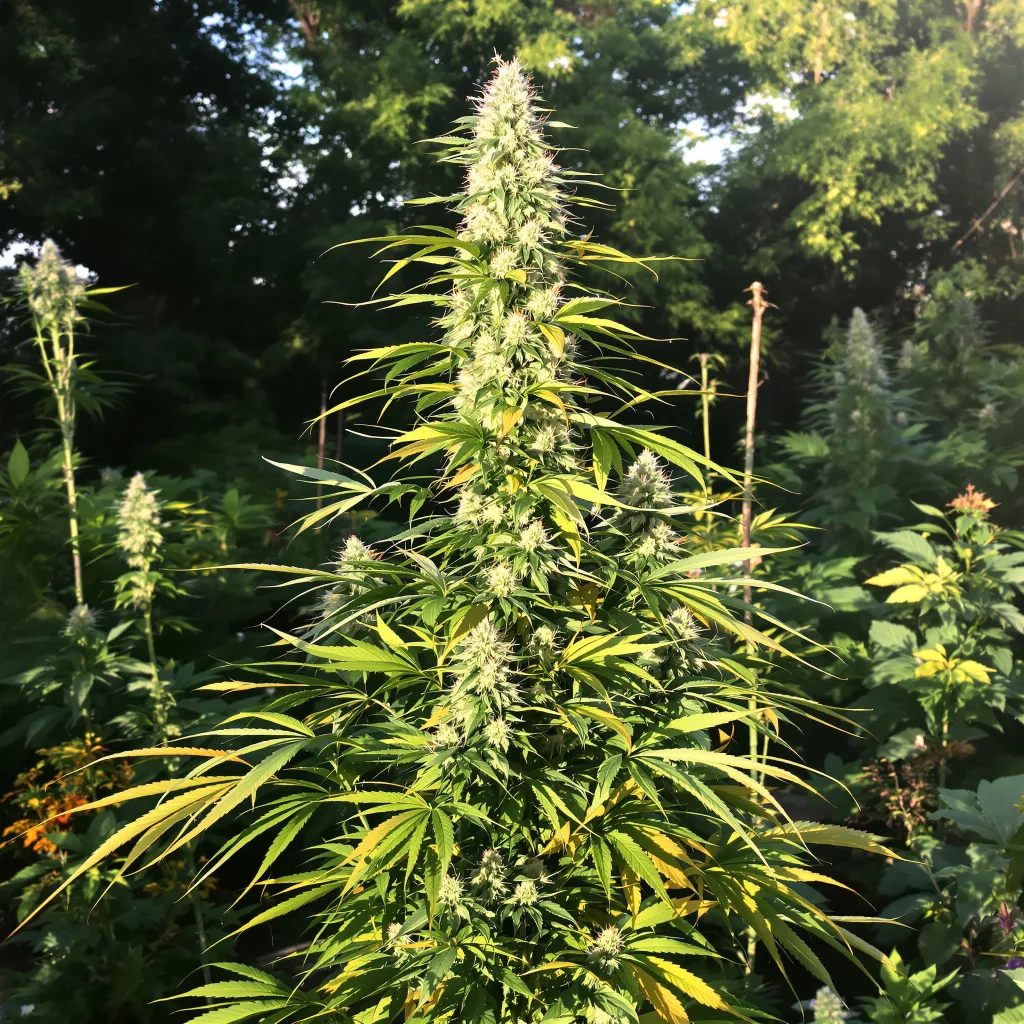 Lemon G 25% Indica / 75% Sativa — Blüte mit sichtbaren Trichomen