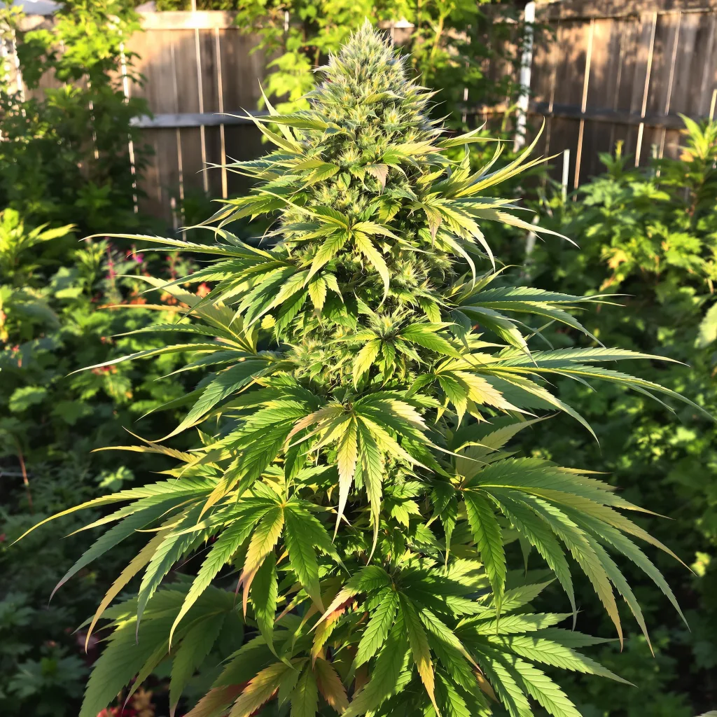 Lemon Garlic OG 78% Indica / 22% Sativa — Blüte mit sichtbaren Trichomen