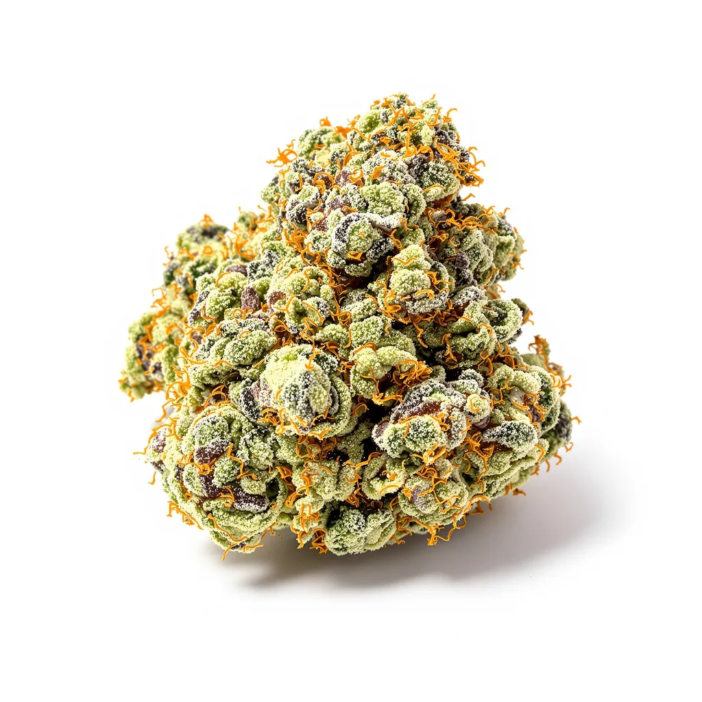 Lethal Purple 38% Indica / 62% Sativa — Blüte mit sichtbaren Trichomen
