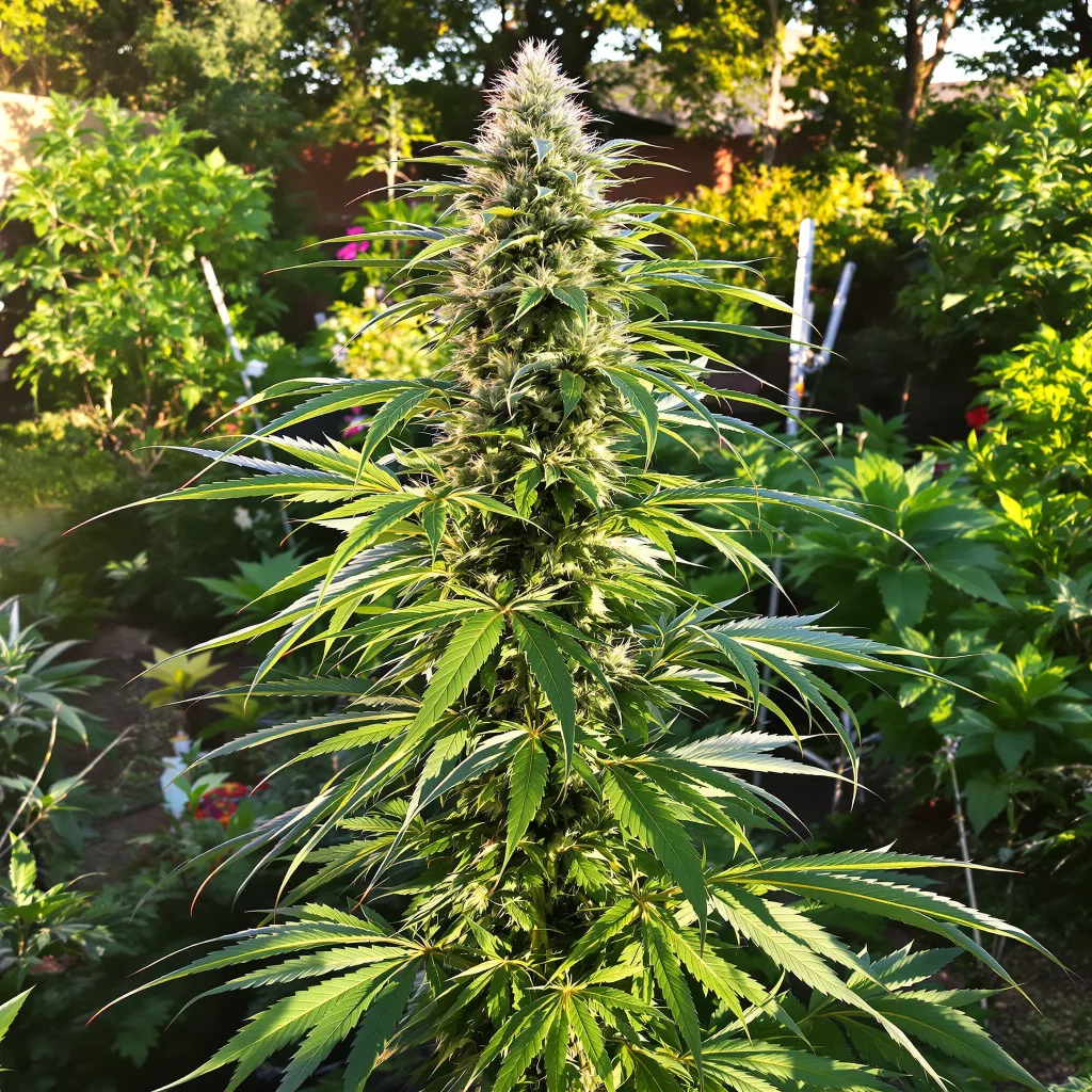 Liberty Haze 15% Indica / 85% Sativa — Blüte mit sichtbaren Trichomen