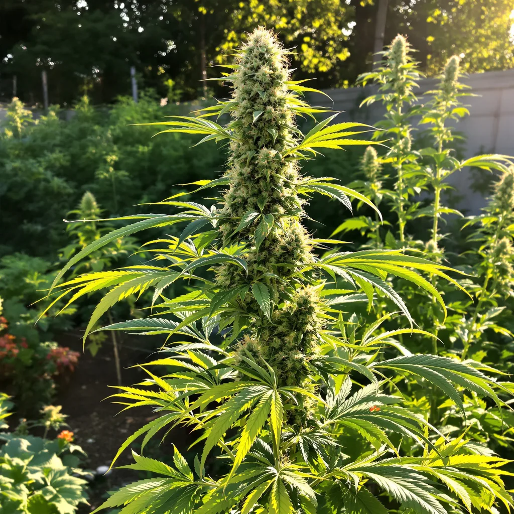 Longbottom Leaf 39% Indica / 61% Sativa — Blüte mit sichtbaren Trichomen
