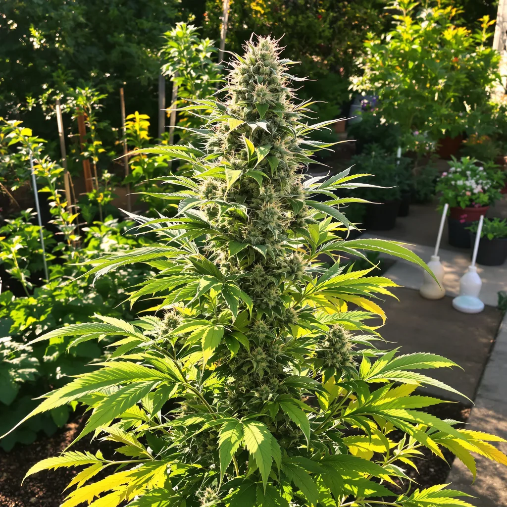 Lowryder 44% Indica / 56% Sativa — Blüte mit sichtbaren Trichomen