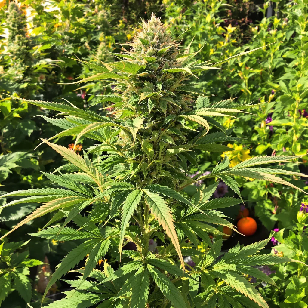 Lucky Dog 81% Indica / 19% Sativa — Blüte mit sichtbaren Trichomen