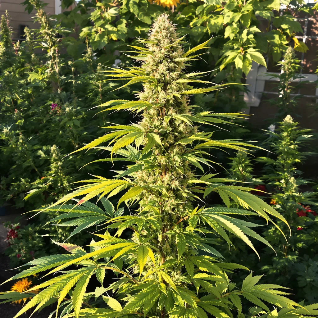 Mac 1 50% Indica / 50% Sativa — Blüte mit sichtbaren Trichomen