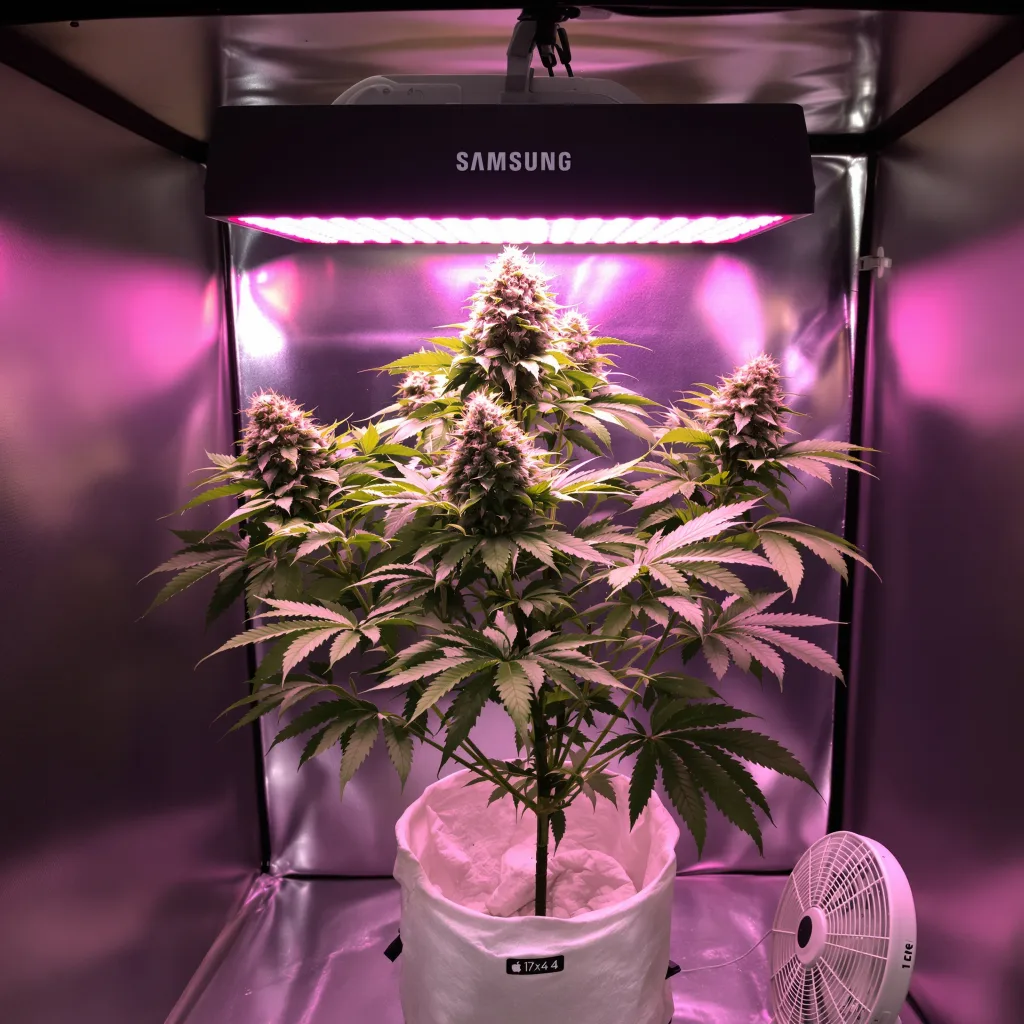 Magic Beans OG 69% Indica / 31% Sativa — Blüte mit sichtbaren Trichomen
