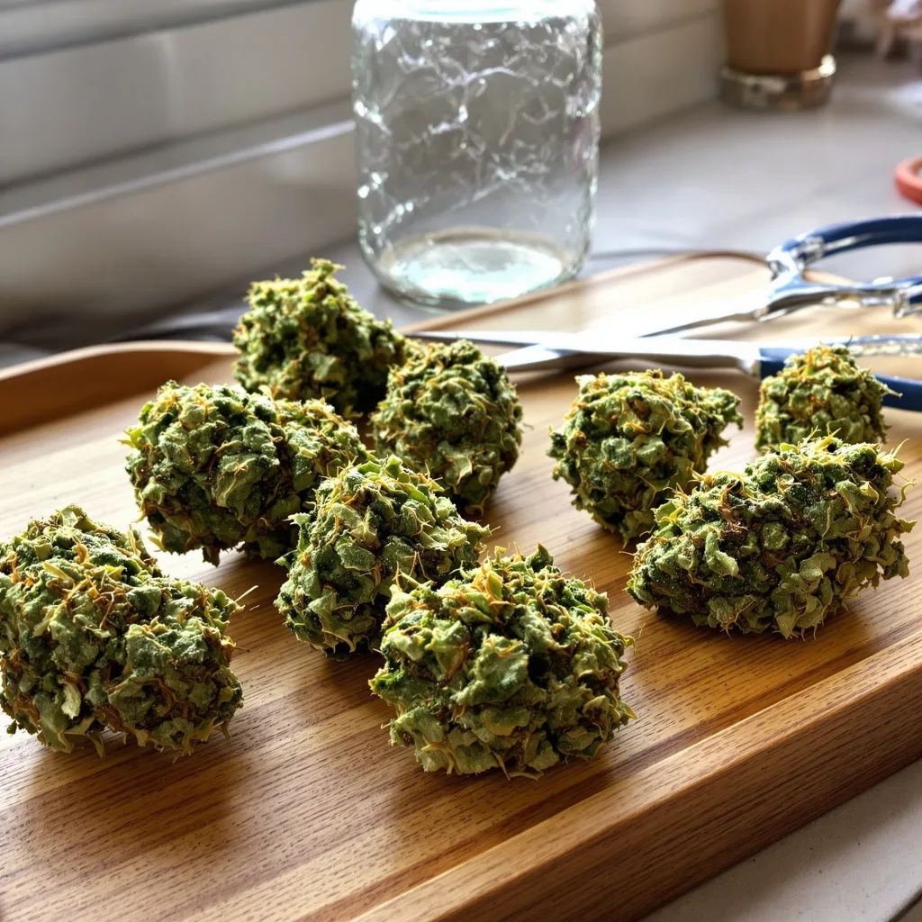 Malawi Gold 11% Indica / 89% Sativa — Blüte mit sichtbaren Trichomen
