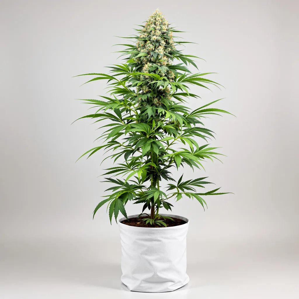 Mandala #1 Cannabisblüte Nahaufnahme mit ausgewogene Blütenstruktur mit eisigen Trichomen