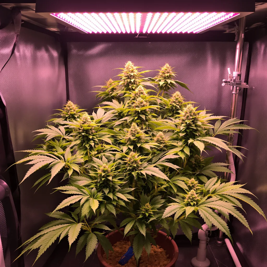 Mandarine 76% Indica / 24% Sativa — Blüte mit sichtbaren Trichomen