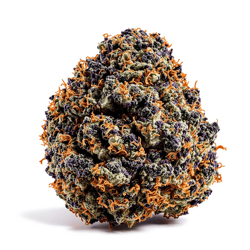 Mandarine 76% Indica / 24% Sativa — Blüte mit sichtbaren Trichomen