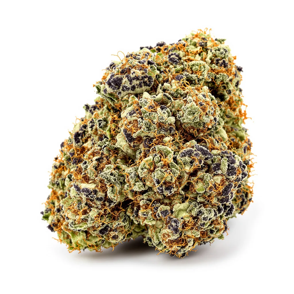 Mango Crack 82% Indica / 18% Sativa — Blüte mit sichtbaren Trichomen
