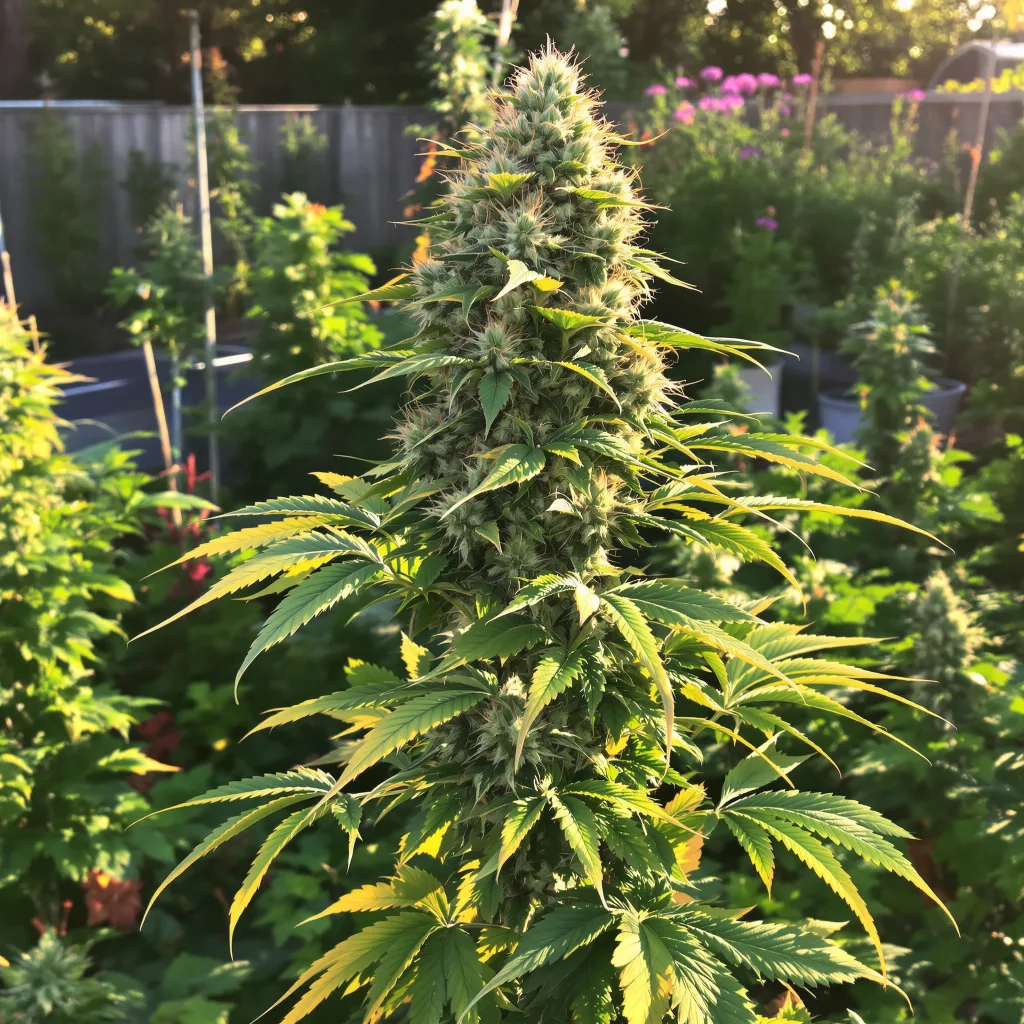 Mango Haze 40% Indica / 60% Sativa — Blüte mit sichtbaren Trichomen
