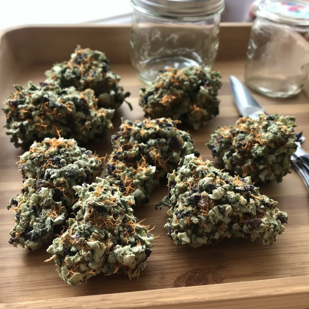 Maple Leaf 70% Indica / 30% Sativa — Blüte mit sichtbaren Trichomen