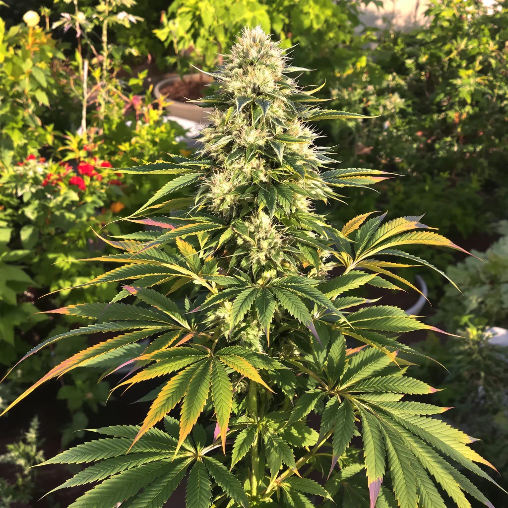 Maple Leaf 70% Indica / 30% Sativa — Blüte mit sichtbaren Trichomen