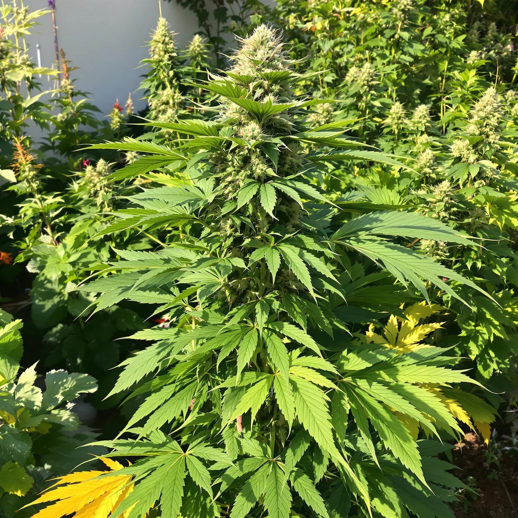 Mars OG 80% Indica / 20% Sativa — Blüte mit sichtbaren Trichomen