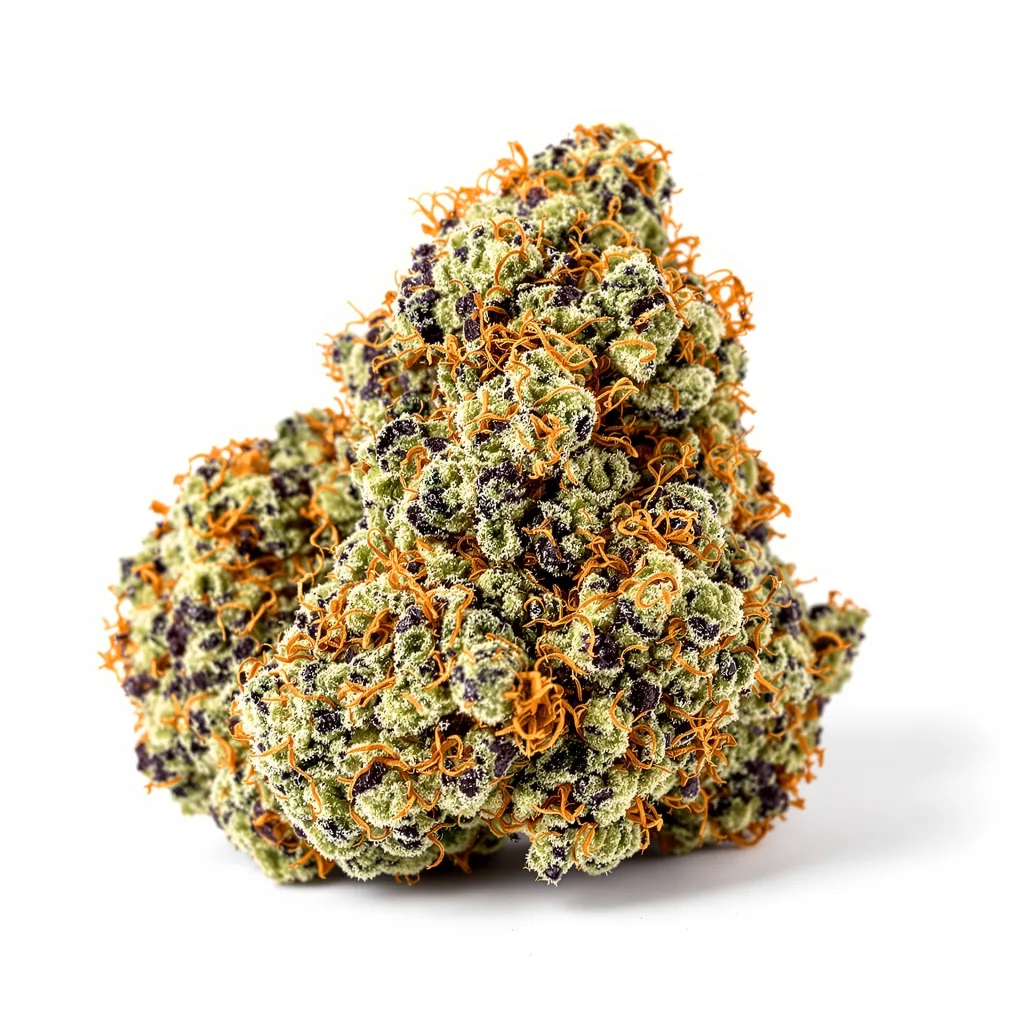 Mars OG 80% Indica / 20% Sativa — Blüte mit sichtbaren Trichomen