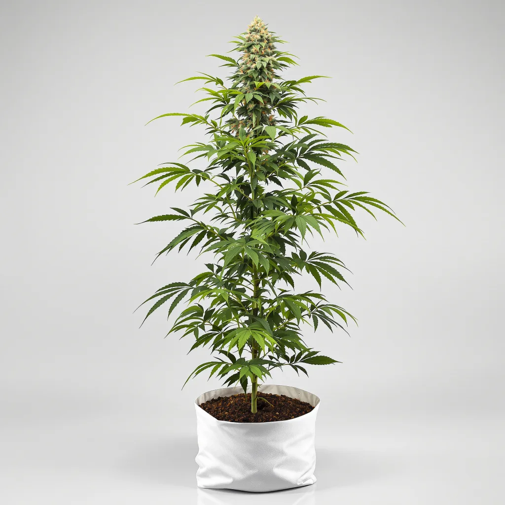 Master Yoda Cannabisblüte Nahaufnahme mit ausgewogene Blütenstruktur mit eisigen Trichomen