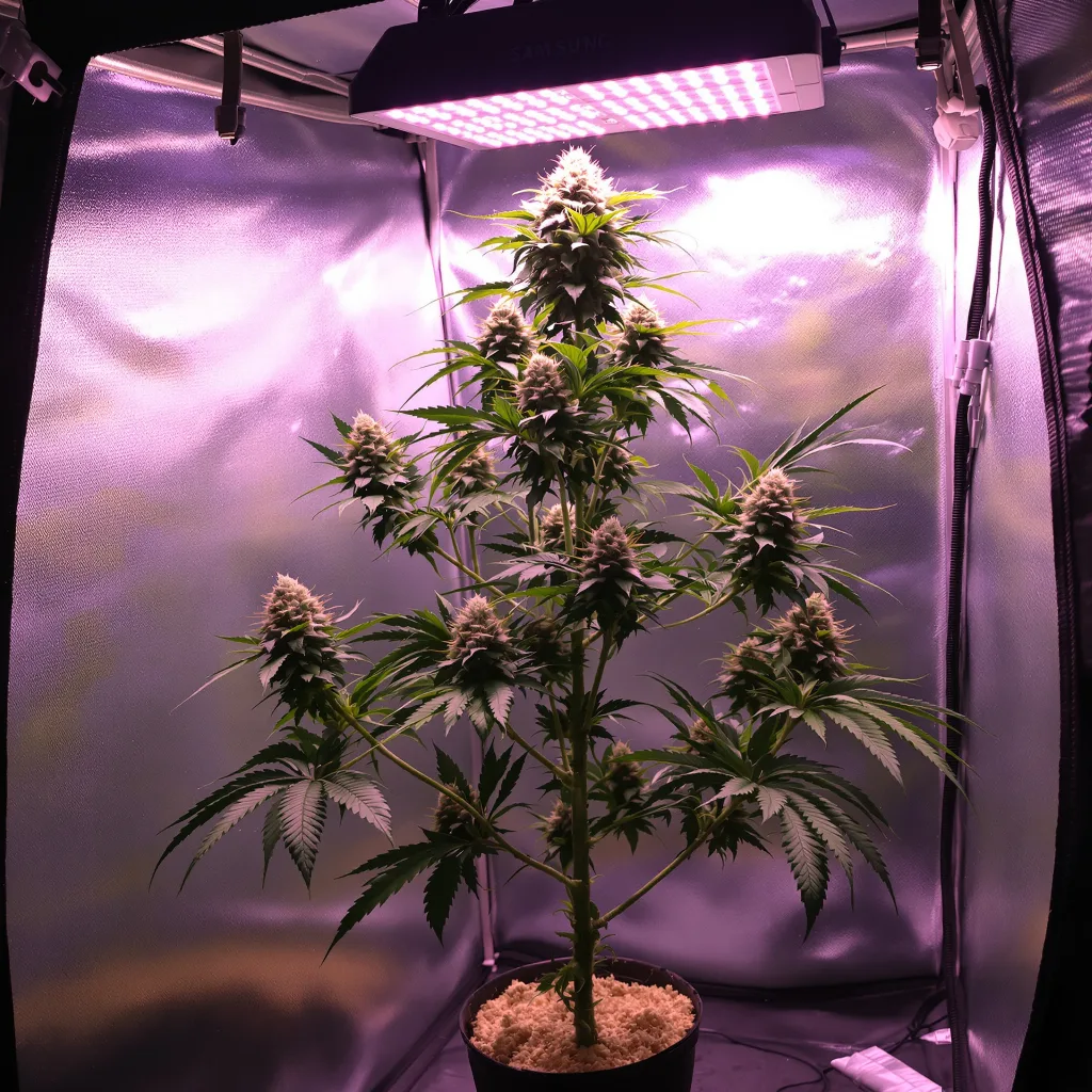 Master Yoda 40% Indica / 50% Sativa — Blüte mit sichtbaren Trichomen