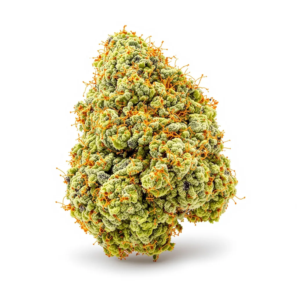 Maui 10% Indica / 90% Sativa — Blüte mit sichtbaren Trichomen