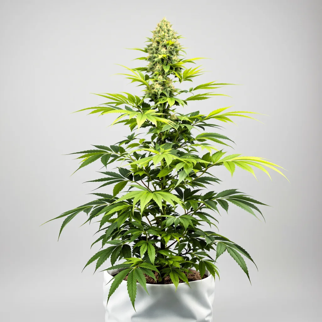 Maui Haole Cannabisblüte Nahaufnahme mit ausgewogene Blütenstruktur mit eisigen Trichomen