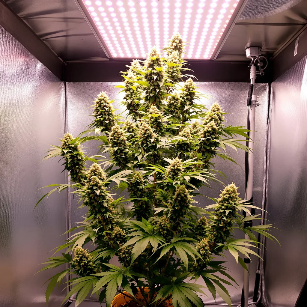 Maui Haole 55% Indica / 45% Sativa — Blüte mit sichtbaren Trichomen