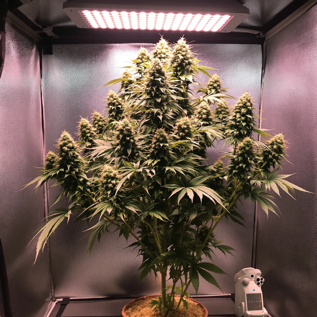Maui Pineapple Chunk 41% Indica / 59% Sativa — Blüte mit sichtbaren Trichomen